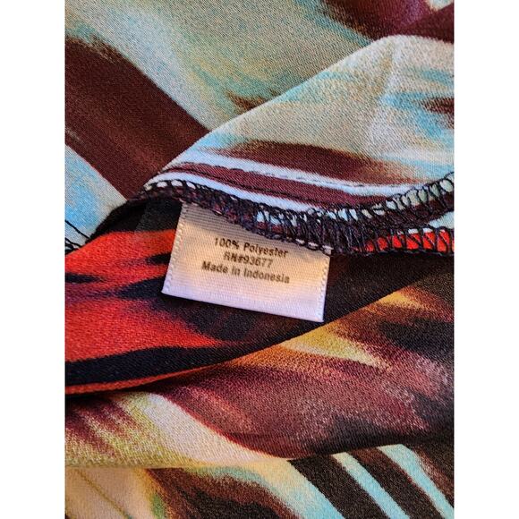 a.n.a. Colorful Blue Black Rust Geometric Lightweight Duster Cardigan SZ 1X - Picture 6 of 6